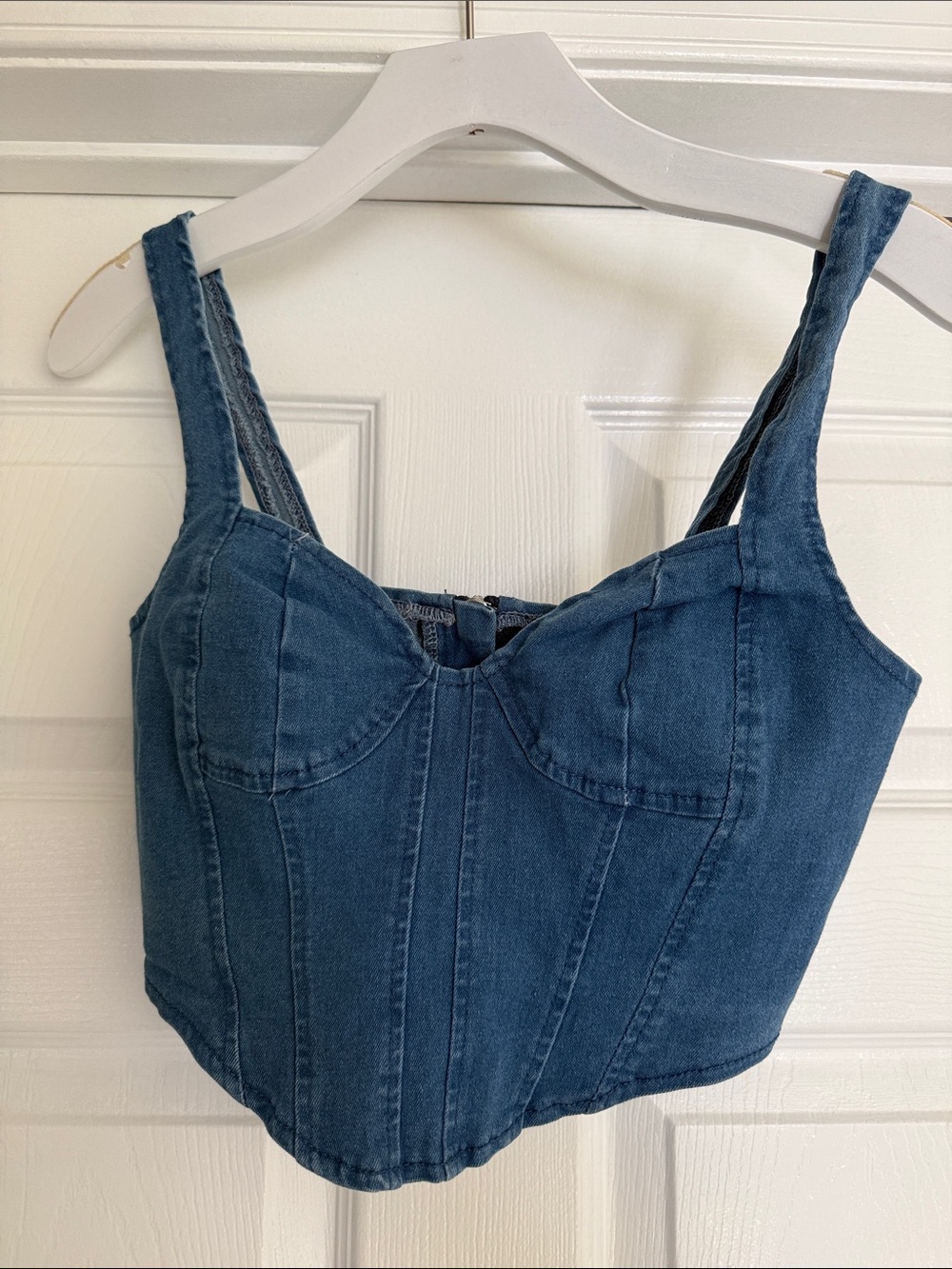SHEIN Blue Denim Corset Crop Top